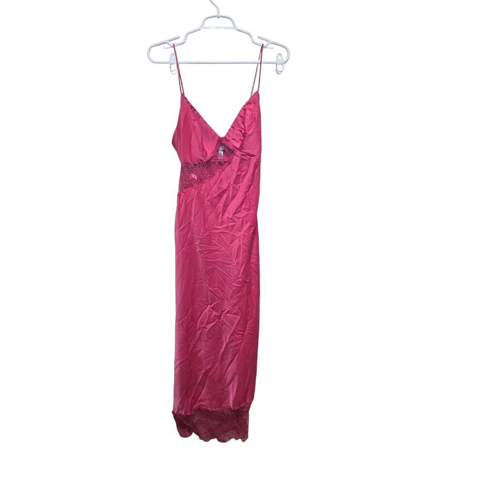 Urban Outfitters Pink Satin Lace Slip Dress Small Y2K